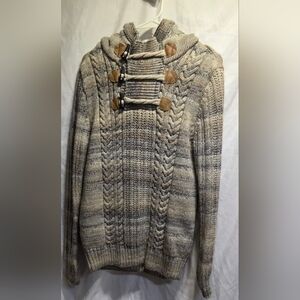 Leif Nelson Hooded Sweater Large Toggle Buttons Thick